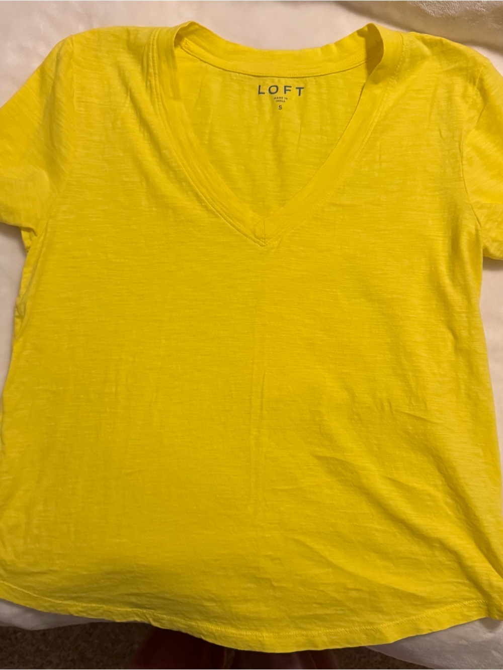 LOFT Bright Yellow V-Neck Short Sleeve Tee